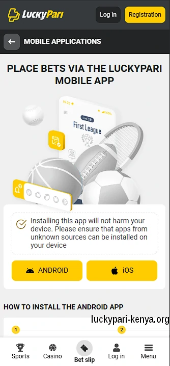 LuckyPari Mobile app betting screen